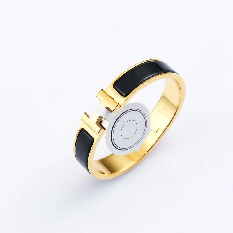 Enamel H Bracelet for Women 18K Rose Gold H Letter Buckle for Men and Women H Wide and Narrow Version Bracelet H Bracelet Internet Celebrity Couple Model