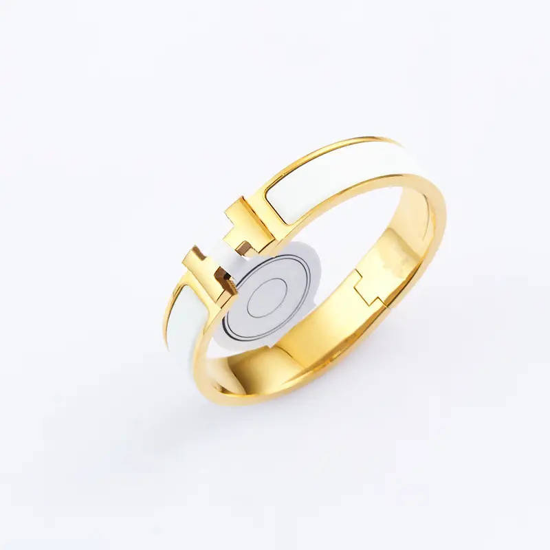 Enamel H Bracelet for Women 18K Rose Gold H Letter Buckle for Men and Women H Wide and Narrow Version Bracelet H Bracelet Internet Celebrity Couple Model