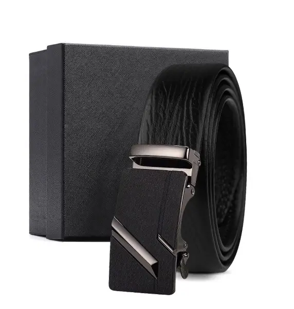 Black Genuine Leather Automatic Buckle Belt for Men — feature 9