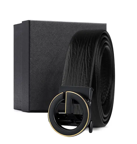 Black Genuine Leather Automatic Buckle Belt for Men - Image 12