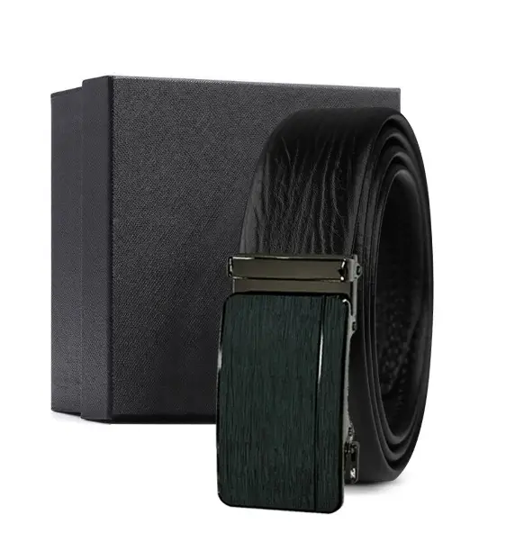 Black Genuine Leather Automatic Buckle Belt for Men - Image 19