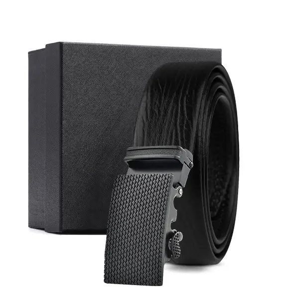 Black Genuine Leather Automatic Buckle Belt for Men - Image 20