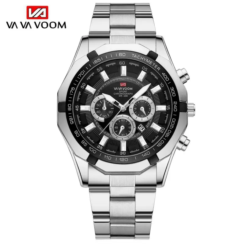 Men's Gold Chronograph Watch with Calendar & Stainless Steel Band - Image 3