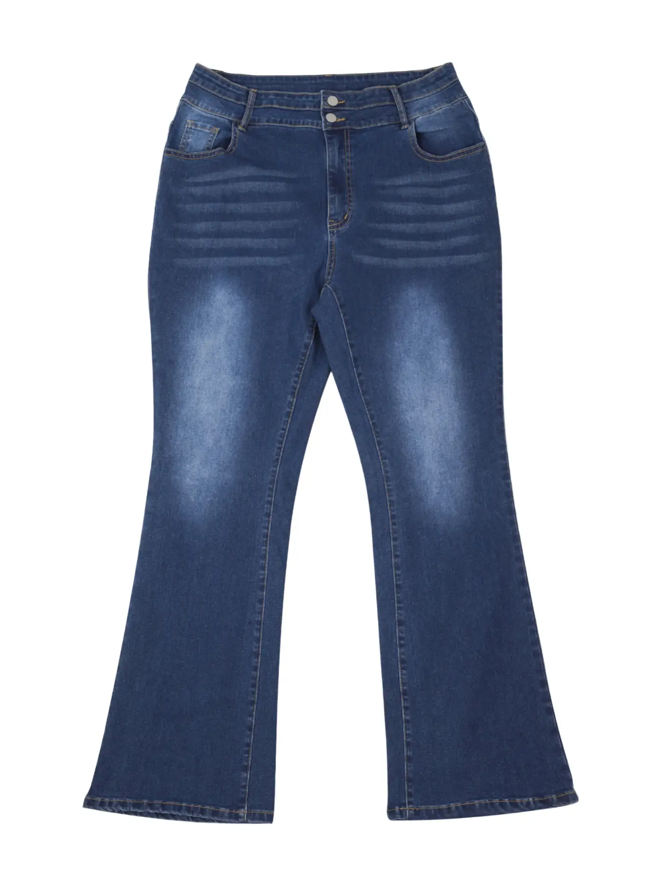Dark Blue High Waist Flared Jeans for Women Plus Size — feature 10