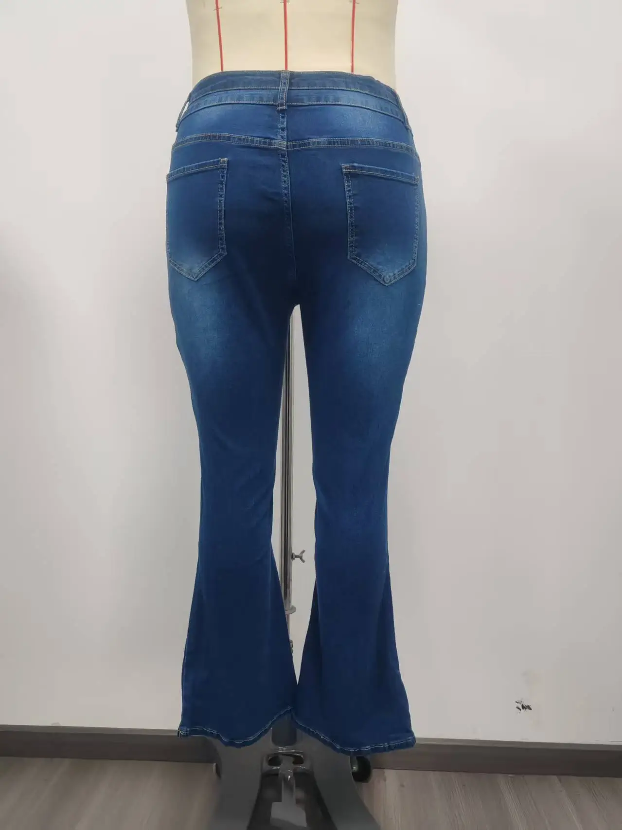 Dark Blue High Waist Flared Jeans for Women Plus Size — feature 14