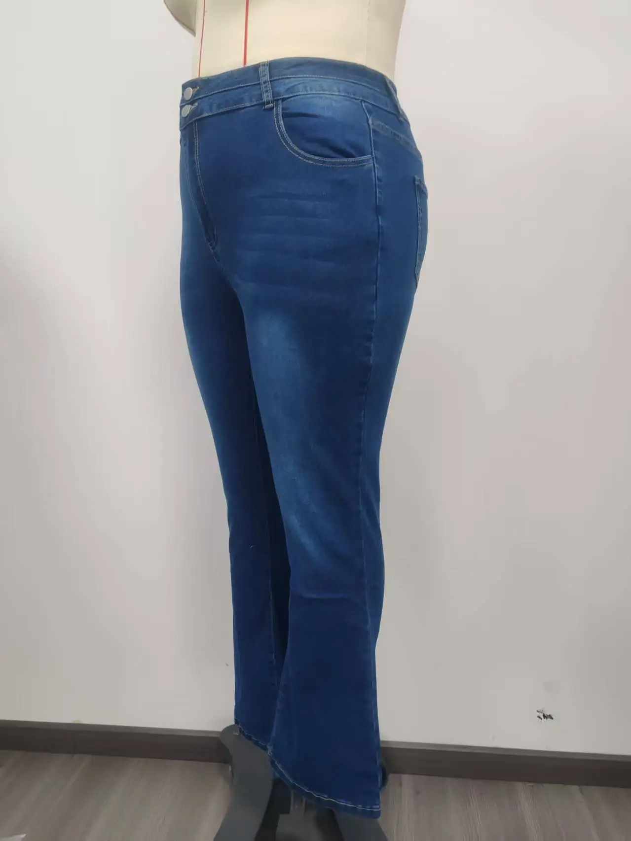 Dark Blue High Waist Flared Jeans for Women Plus Size — feature 15