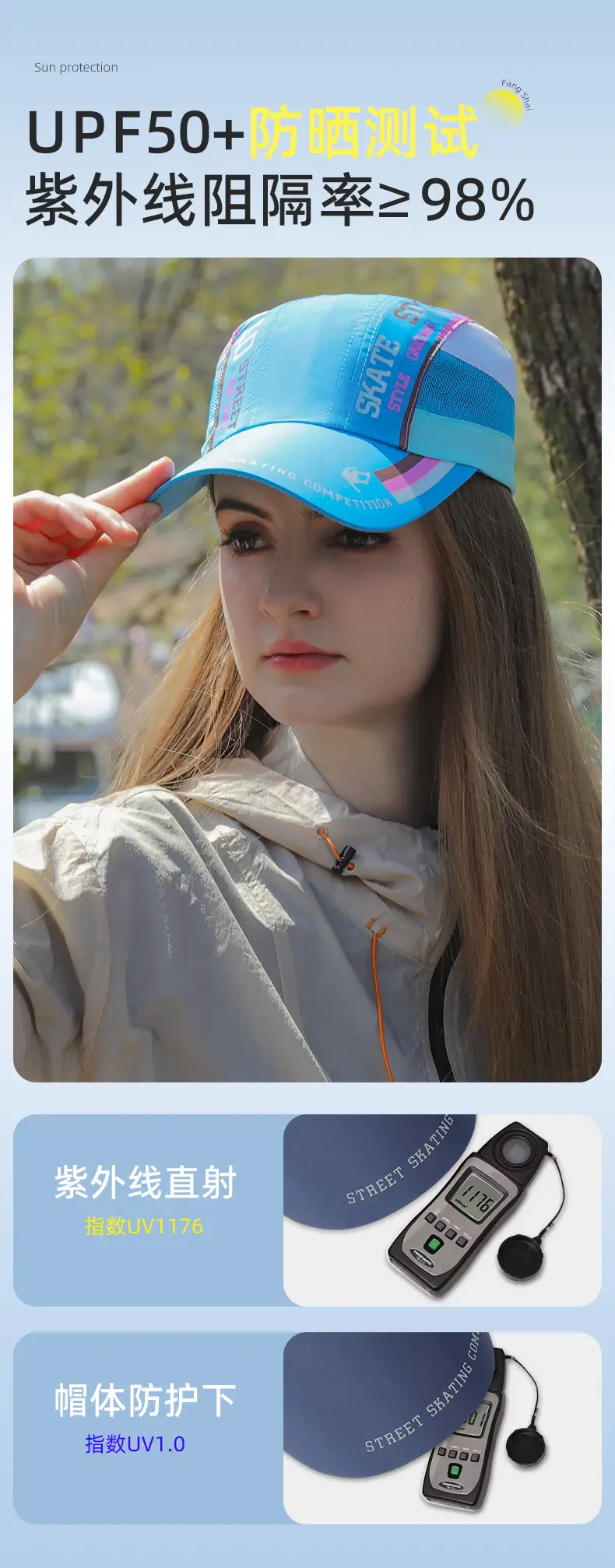 Blue Mesh Baseball Cap with "STATE OF FANTASY" Design — feature 9