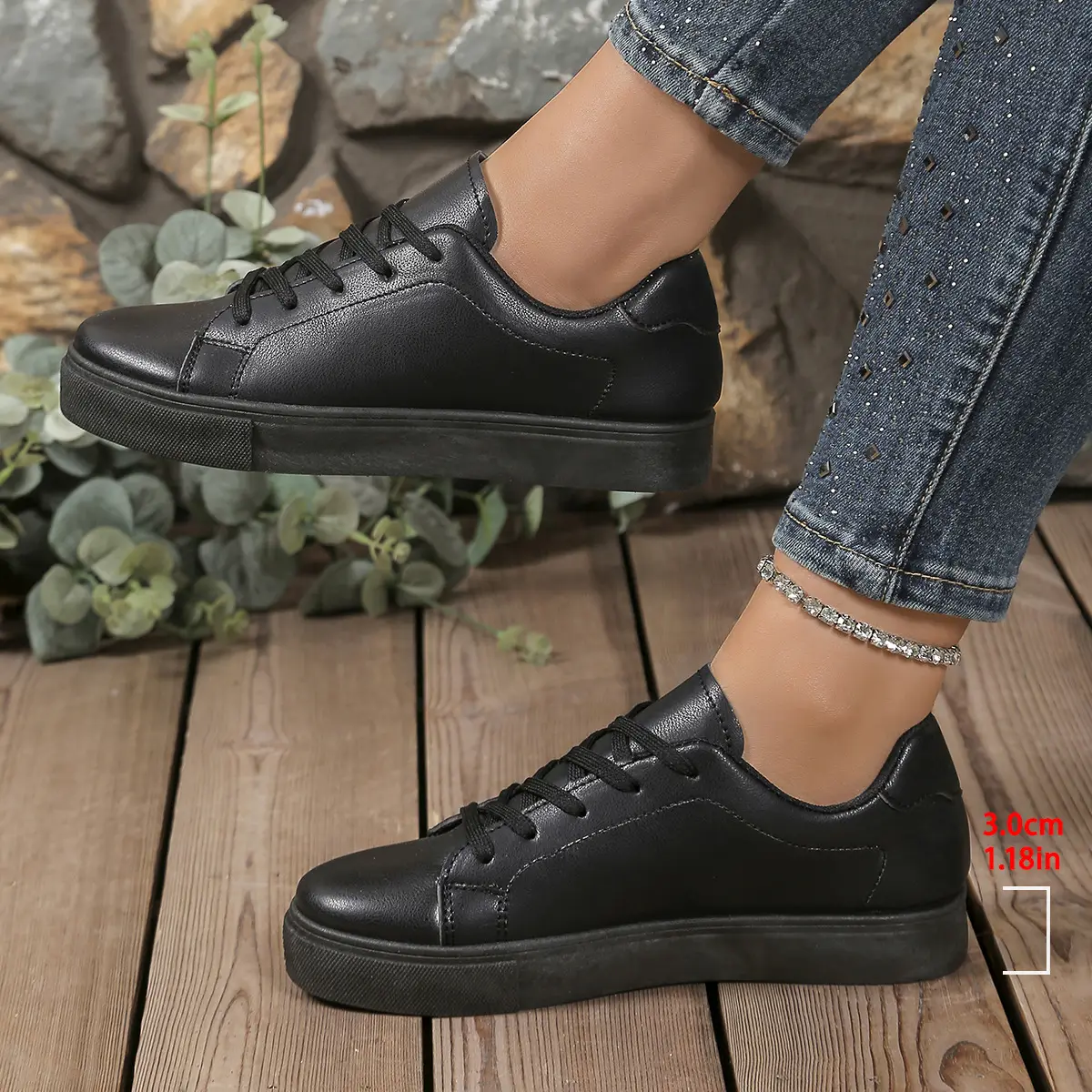 Women Black Casual Flat Sneakers Large 2025 — feature 14
