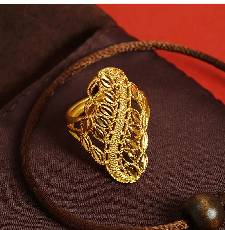 New Chinese-Style Vietnamese Sand Gold Women's Ring Ethnic Trendy Wheat Ear Open Hollow Ring Retro Light Luxury Jewelry Supply — feature 10