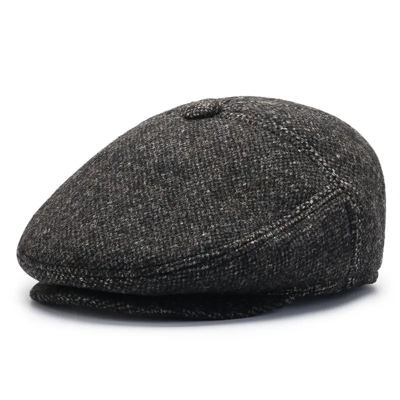 Winter Duckbill Cap for Men Woolen Warm Elderly Cap - Image 2
