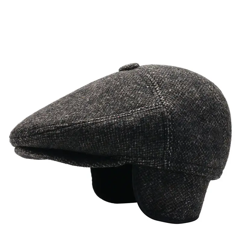 Winter Duckbill Cap for Men Woolen Warm Elderly Cap - Image 6