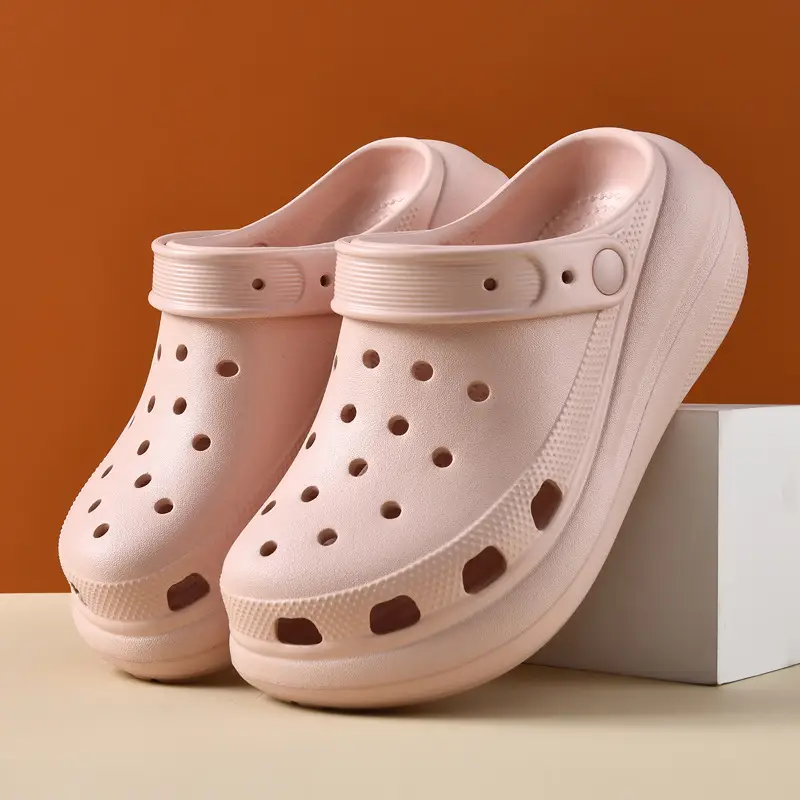 Women's Beige Croc Sandals Thick Soled Summer - Image 9