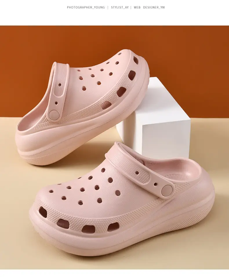 Women's Beige Croc Sandals Thick Soled Summer β feature 18