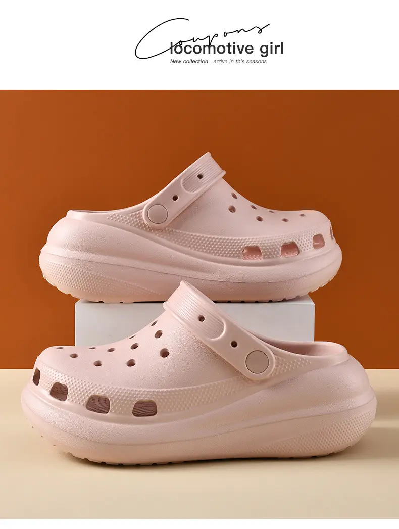 Women's Beige Croc Sandals Thick Soled Summer β feature 19