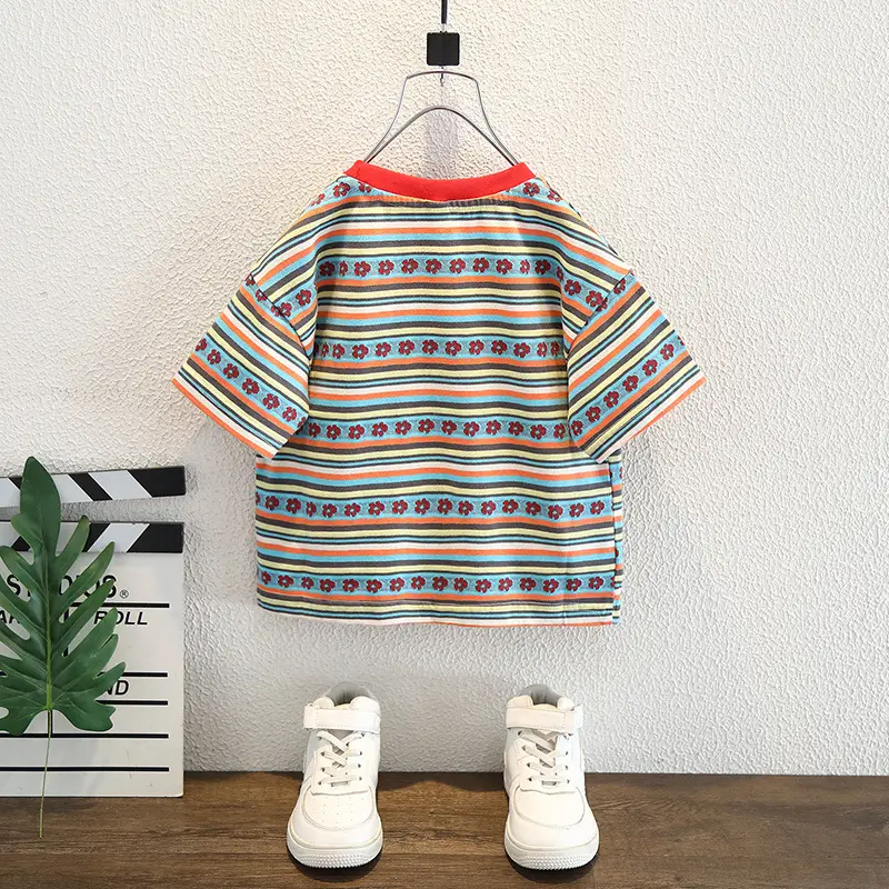 Kids Striped T-Shirt Shorts Set 2025 Summer Breathable - Image 2