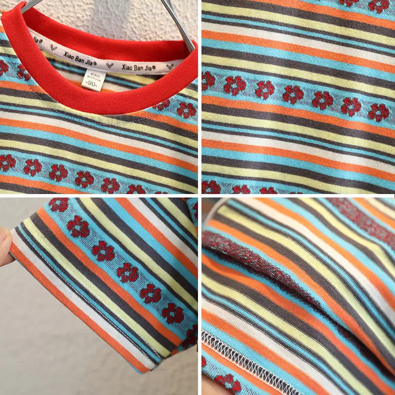 Kids Striped T-Shirt Shorts Set 2025 Summer Breathable - Image 3