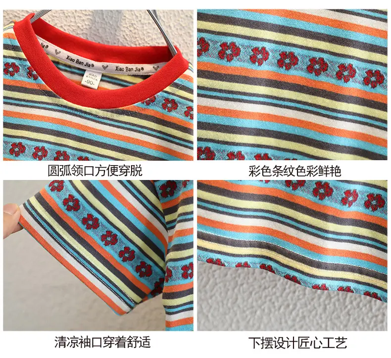 Kids Striped T-Shirt Shorts Set 2025 Summer Breathable — feature 3