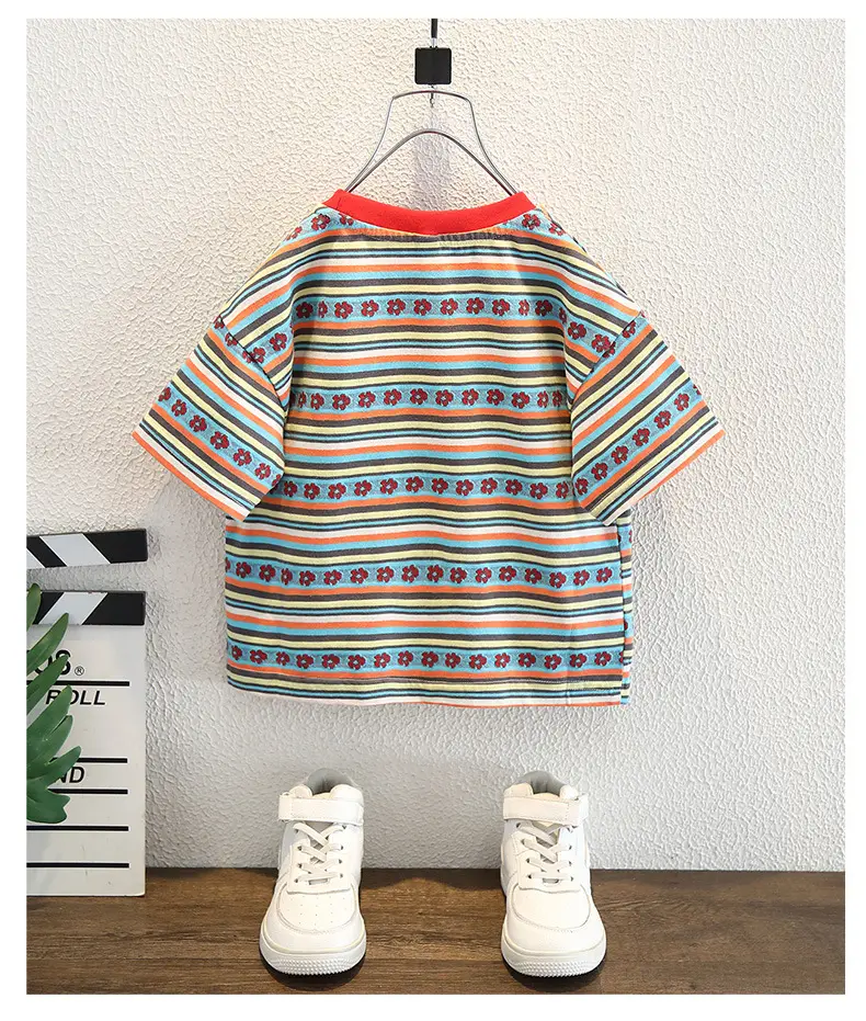 Kids Striped T-Shirt Shorts Set 2025 Summer Breathable — feature 8