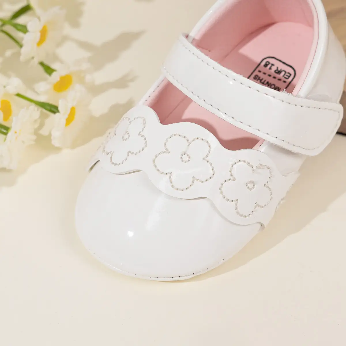 White Flower Crossbody Baby Shoes for Girls