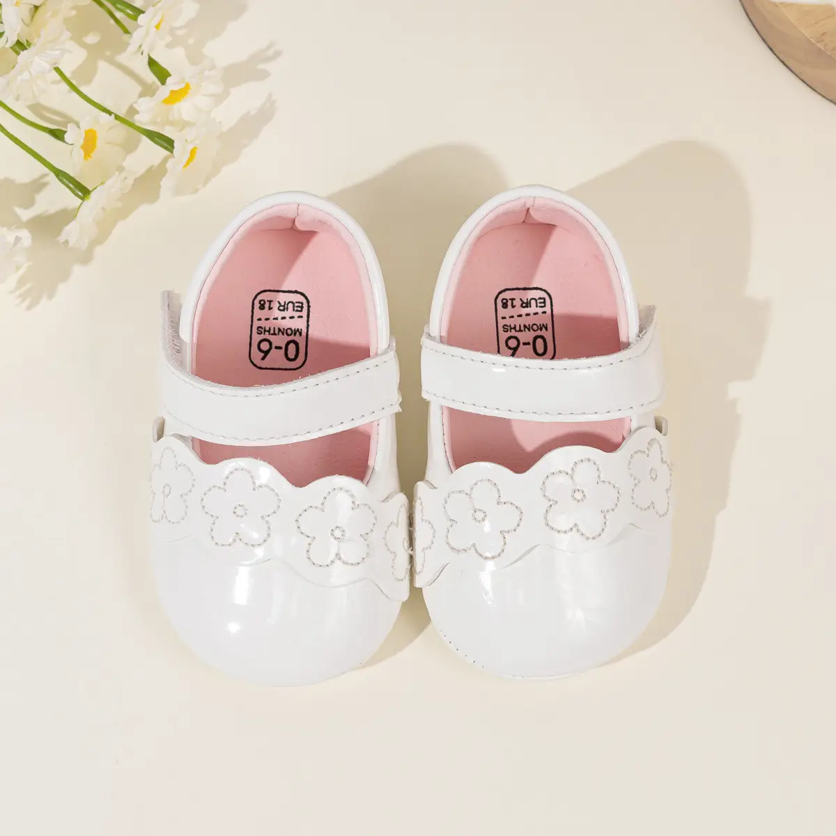 White Flower Crossbody Baby Shoes for Girls