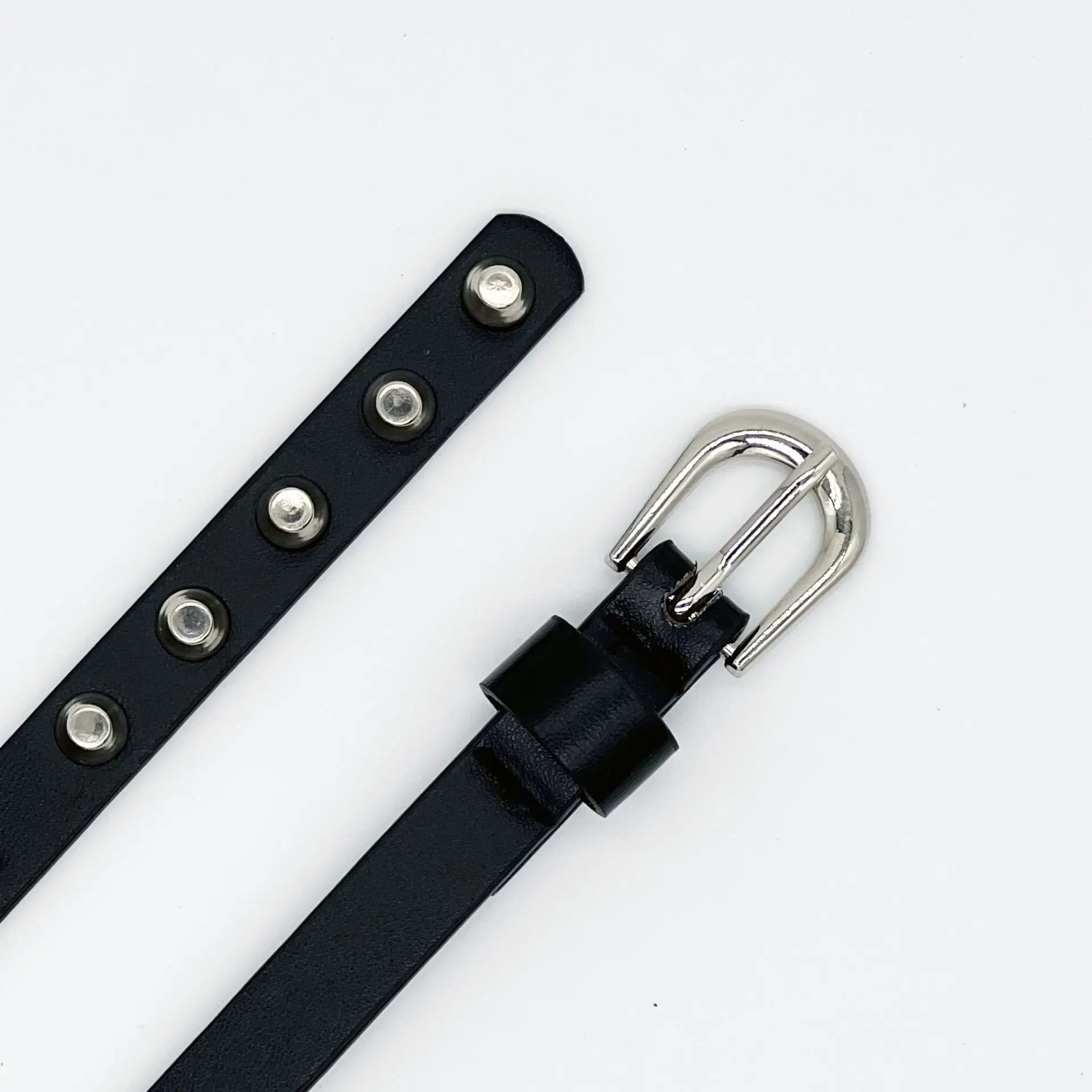 Black Studded Women's Belt with Rivet Detail - Image 3