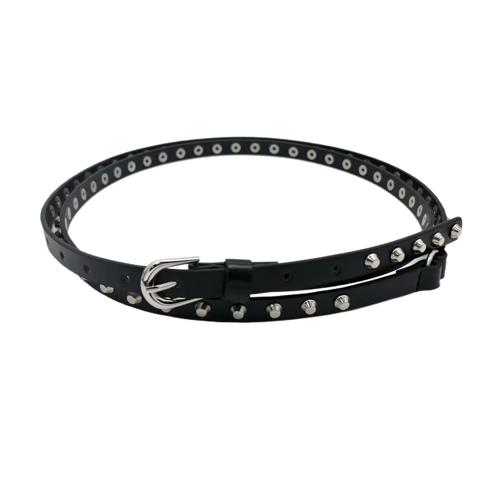 Black Studded Women's Belt with Rivet Detail - Image 6
