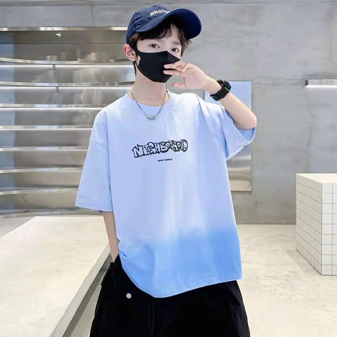 Boys Kids Printed T-Shirt Green Gradient Medium Large — feature 6