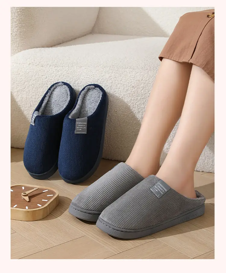 Winter Cotton Slippers for Women, Thick-Soled Indoor Couple Home Cotton Shoes, Warm and Comfortable Fleece-Lined Home Non-Slip Furry Slippers — feature 12