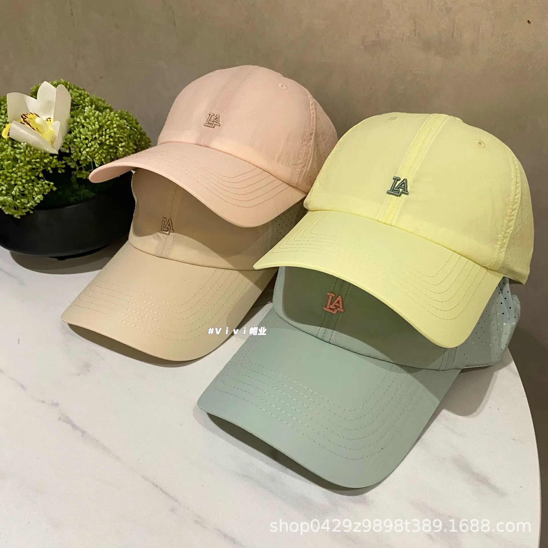 Women Baseball Cap Beige Embroidered Casual Spring Summer - Image 8