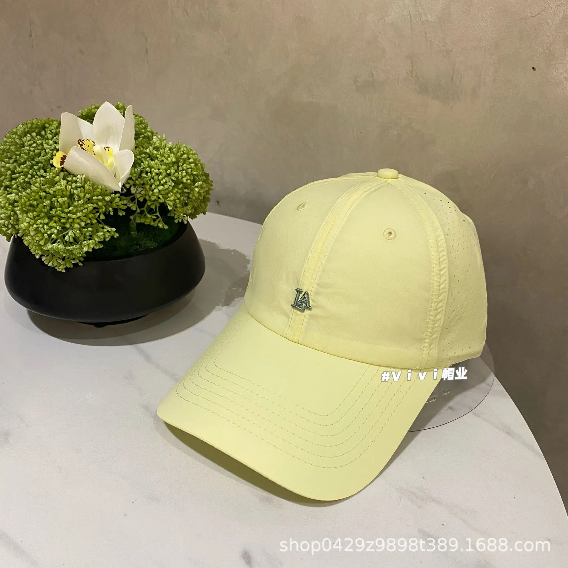 Women Baseball Cap Beige Embroidered Casual Spring Summer - Image 4