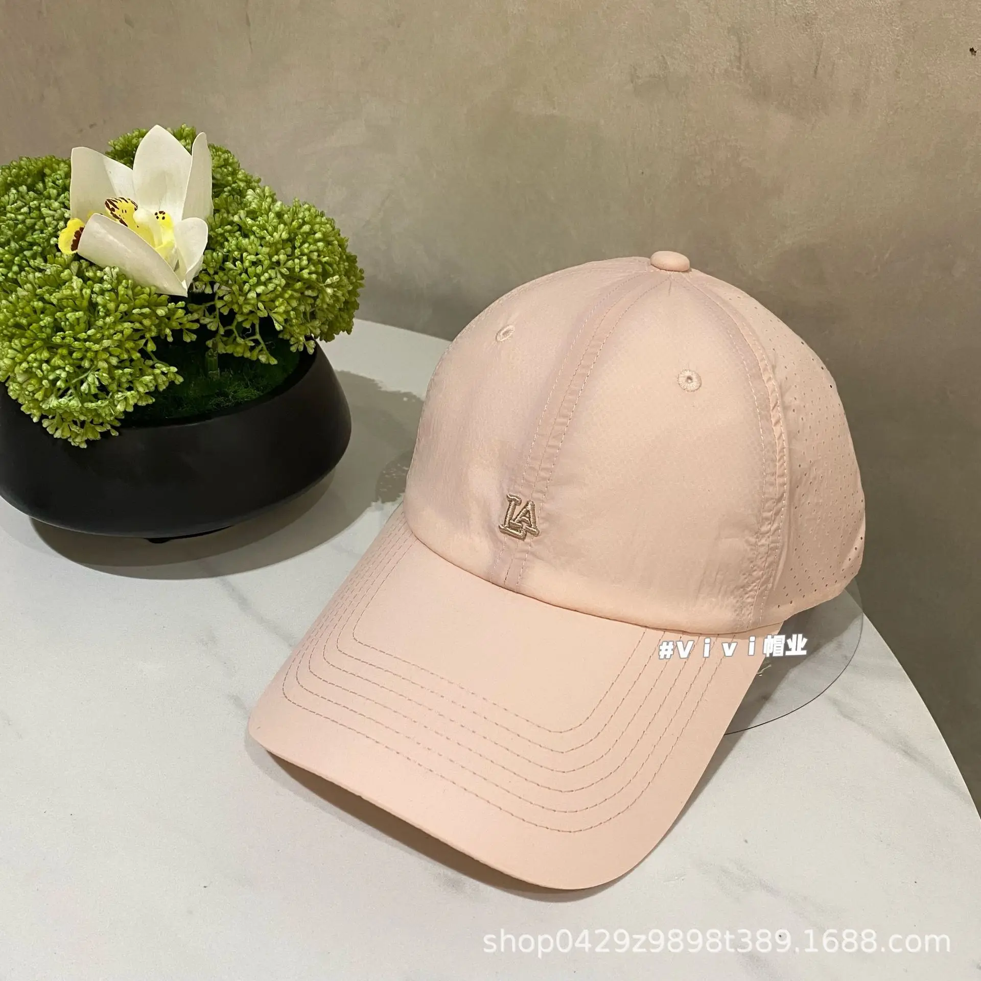 Women Baseball Cap Beige Embroidered Casual Spring Summer - Image 3