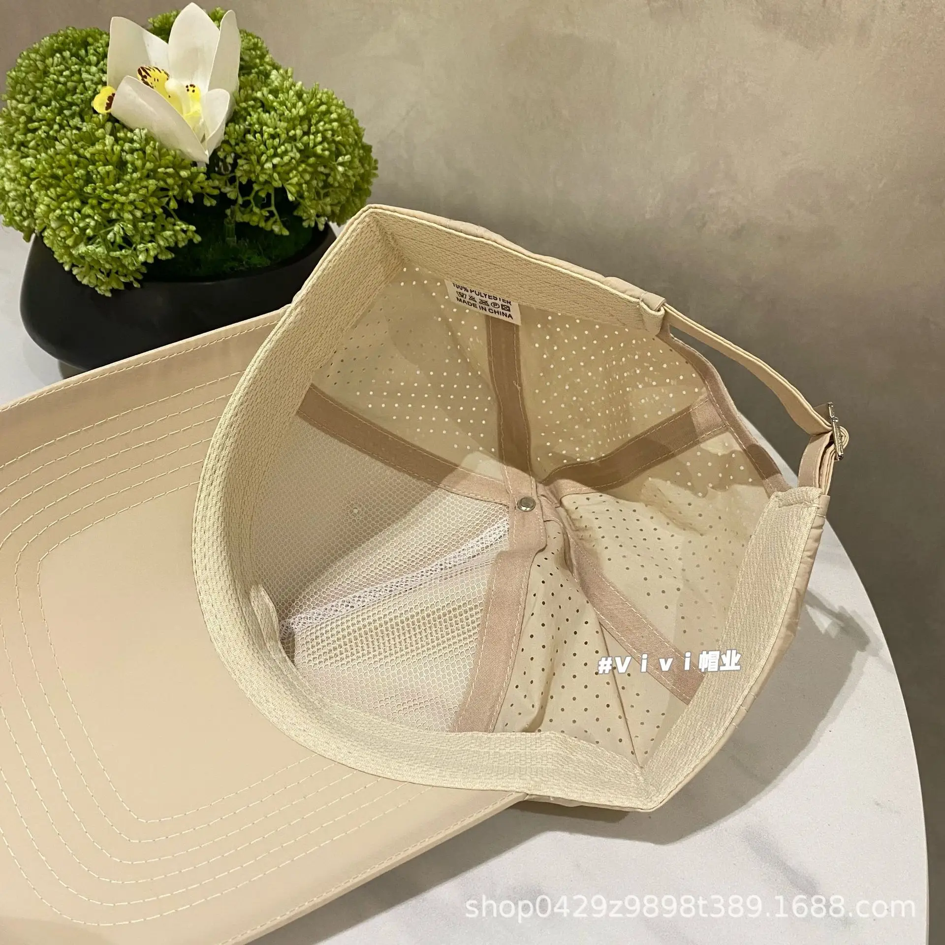 Women Baseball Cap Beige Embroidered Casual Spring Summer — feature 5