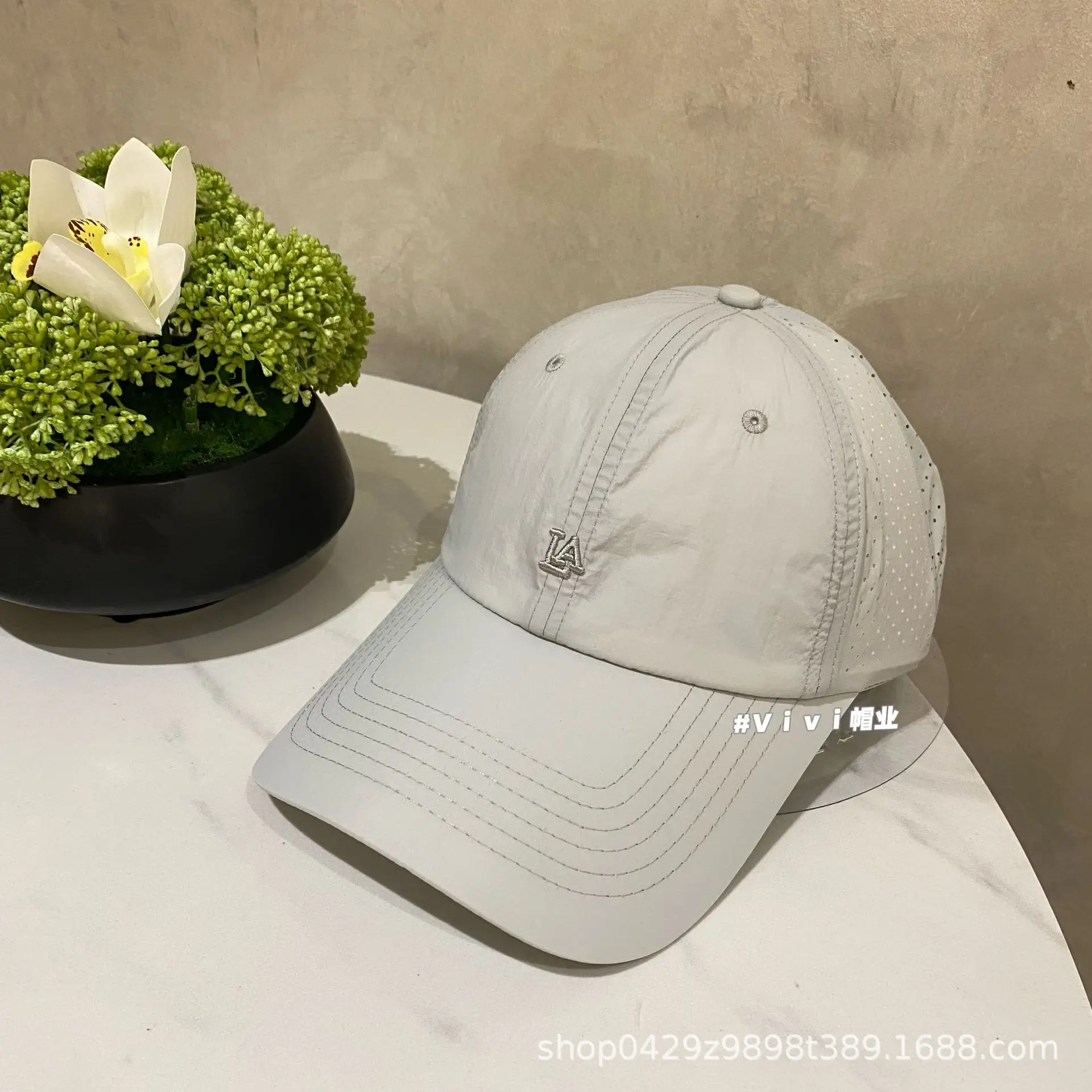 Women Baseball Cap Beige Embroidered Casual Spring Summer - Image 5