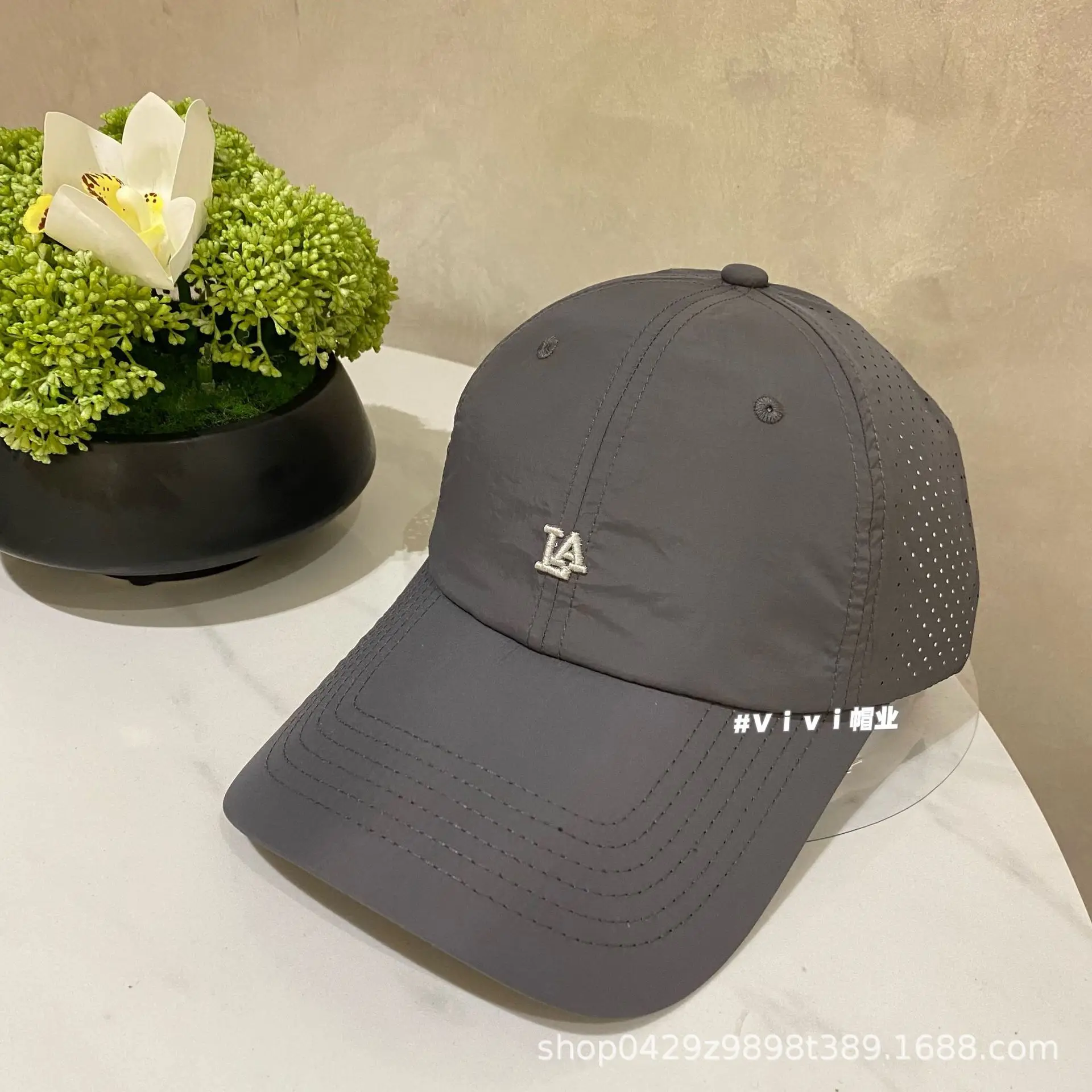 Women Baseball Cap Beige Embroidered Casual Spring Summer - Image 6