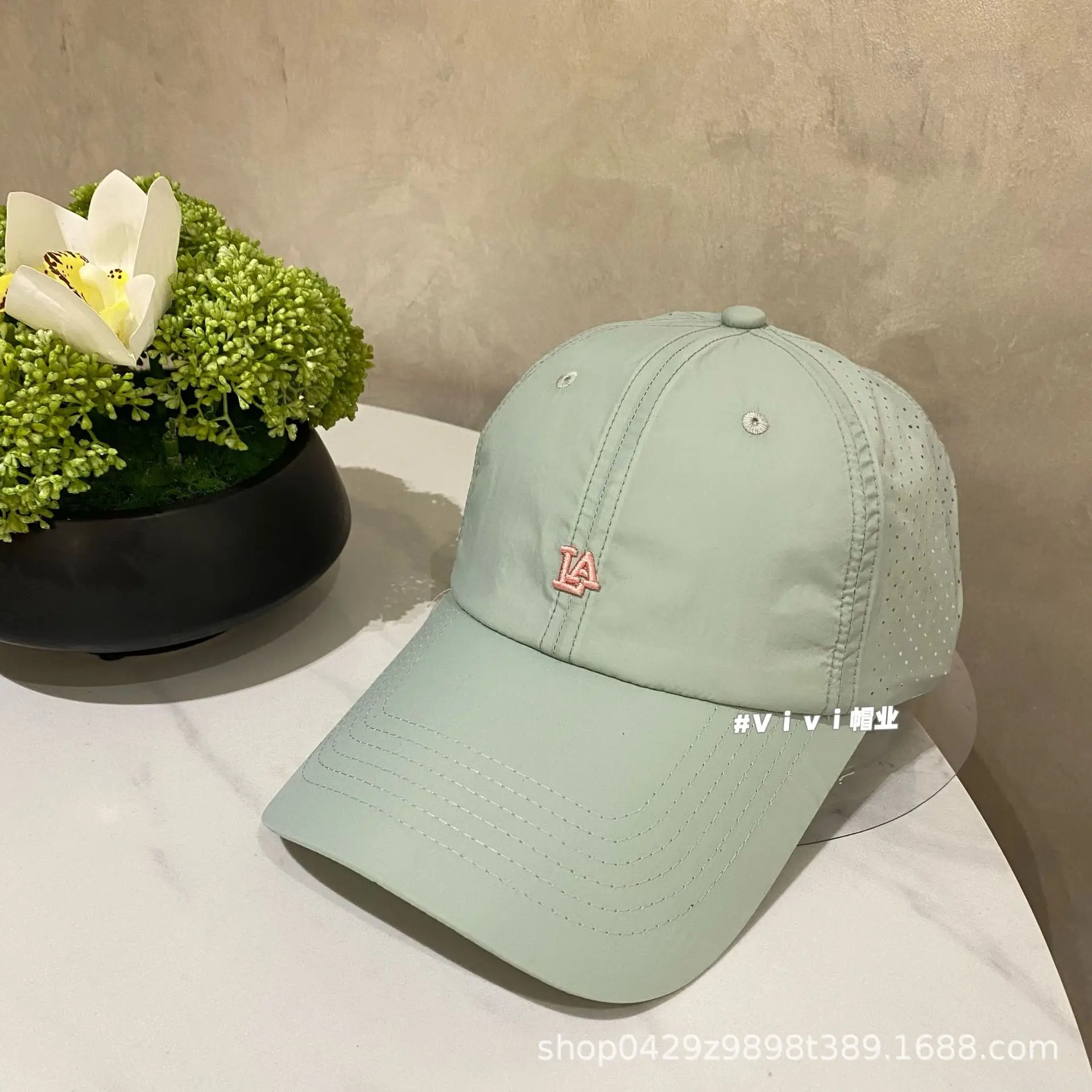 Women Baseball Cap Beige Embroidered Casual Spring Summer - Image 7