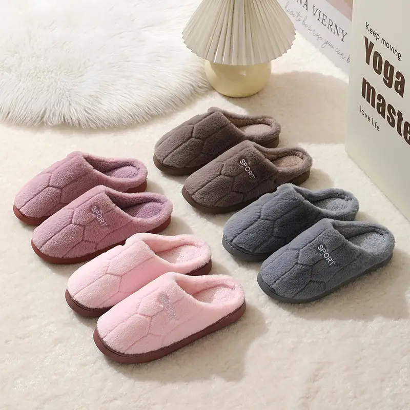 New Cotton Slippers for Couples Plush Winter Home Thick-Soled Warm Furry Slippers for Men and Women Non-Slip Home Indoor Cotton Shoes - Image 8