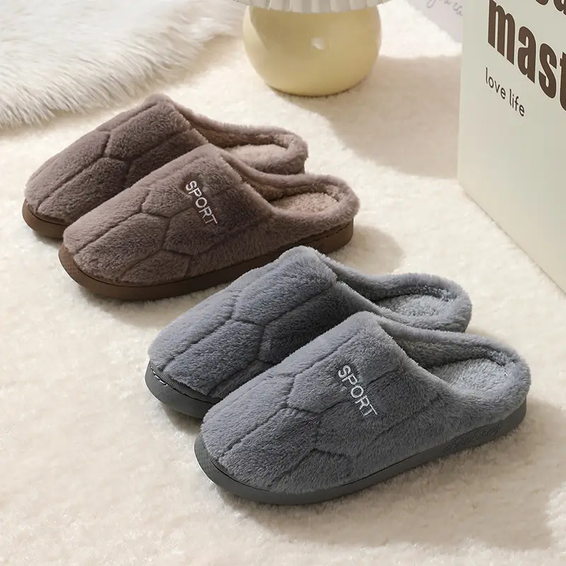 New Cotton Slippers for Couples Plush Winter Home Thick-Soled Warm Furry Slippers for Men and Women Non-Slip Home Indoor Cotton Shoes - Image 9