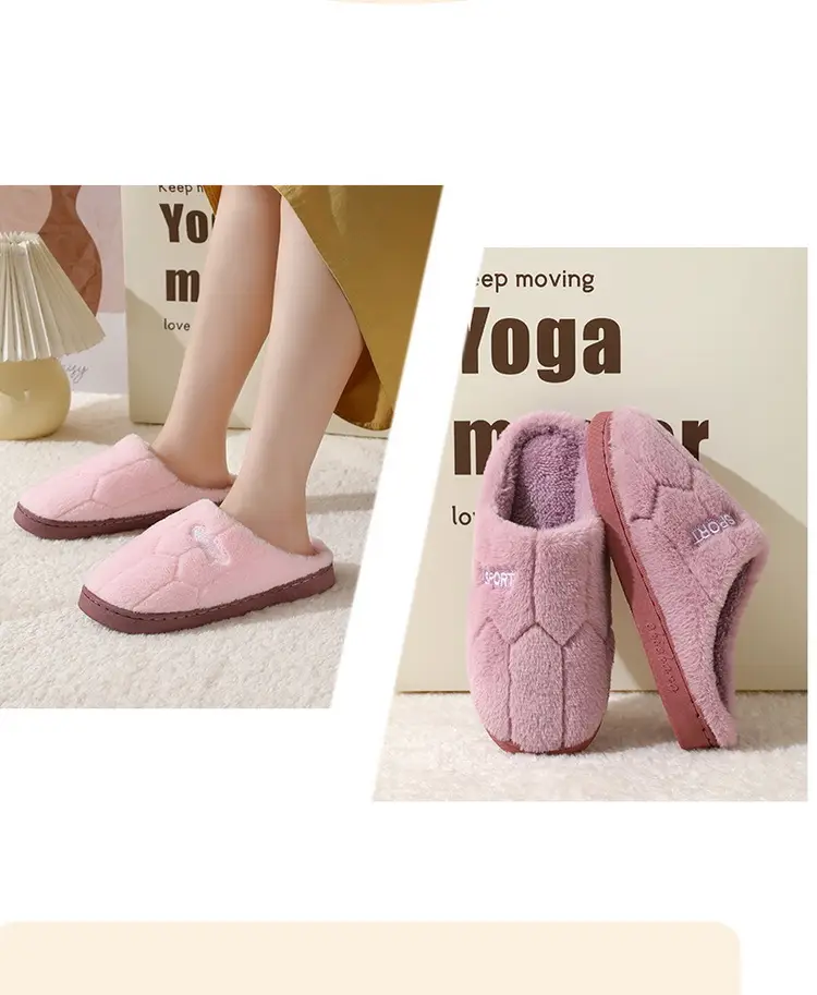 New Cotton Slippers for Couples Plush Winter Home Thick-Soled Warm Furry Slippers for Men and Women Non-Slip Home Indoor Cotton Shoes — feature 10