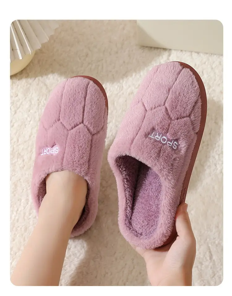 New Cotton Slippers for Couples Plush Winter Home Thick-Soled Warm Furry Slippers for Men and Women Non-Slip Home Indoor Cotton Shoes — feature 12