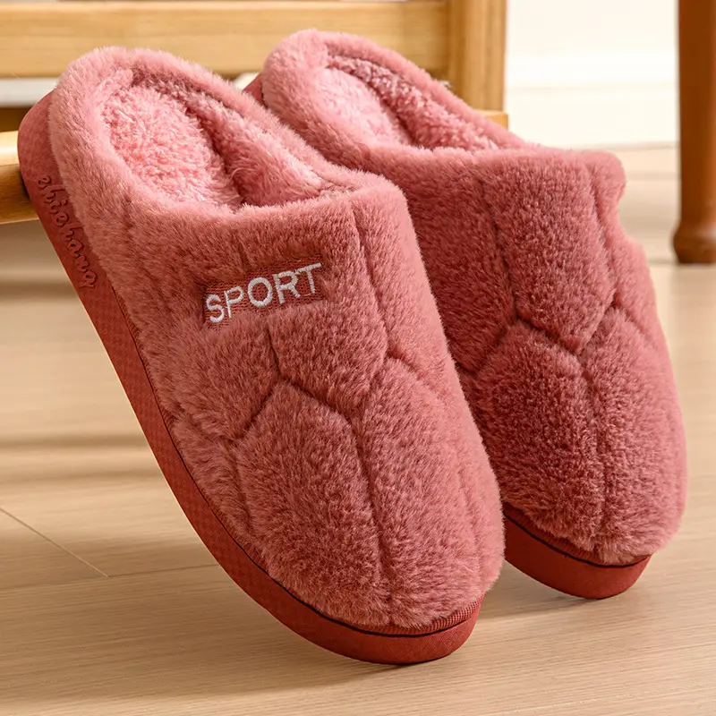 New Cotton Slippers for Couples Plush Winter Home Thick-Soled Warm Furry Slippers for Men and Women Non-Slip Home Indoor Cotton Shoes - Image 3