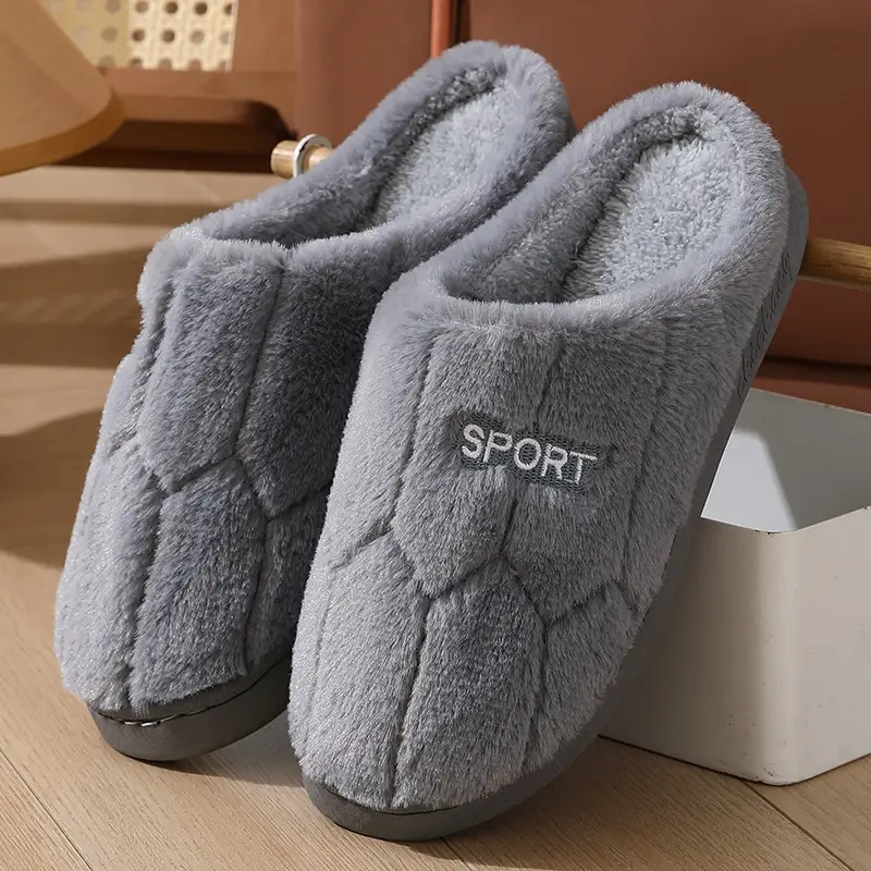 New Cotton Slippers for Couples Plush Winter Home Thick-Soled Warm Furry Slippers for Men and Women Non-Slip Home Indoor Cotton Shoes - Image 4