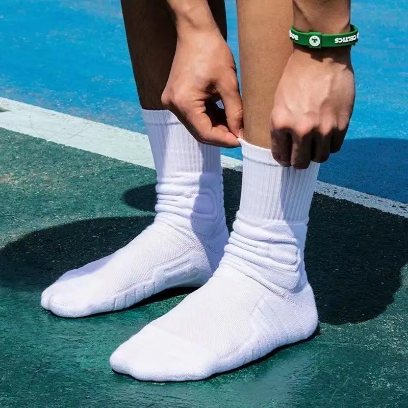 Men Dri-Fit Basketball Socks White Black Underwear