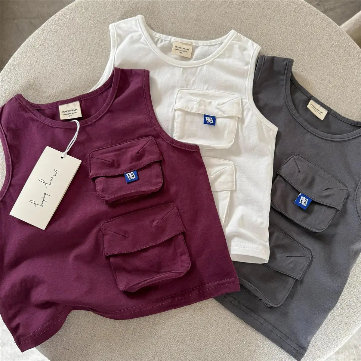 Kids Japanese Style Sleeveless Vest with Pocket Cargo - Image 8