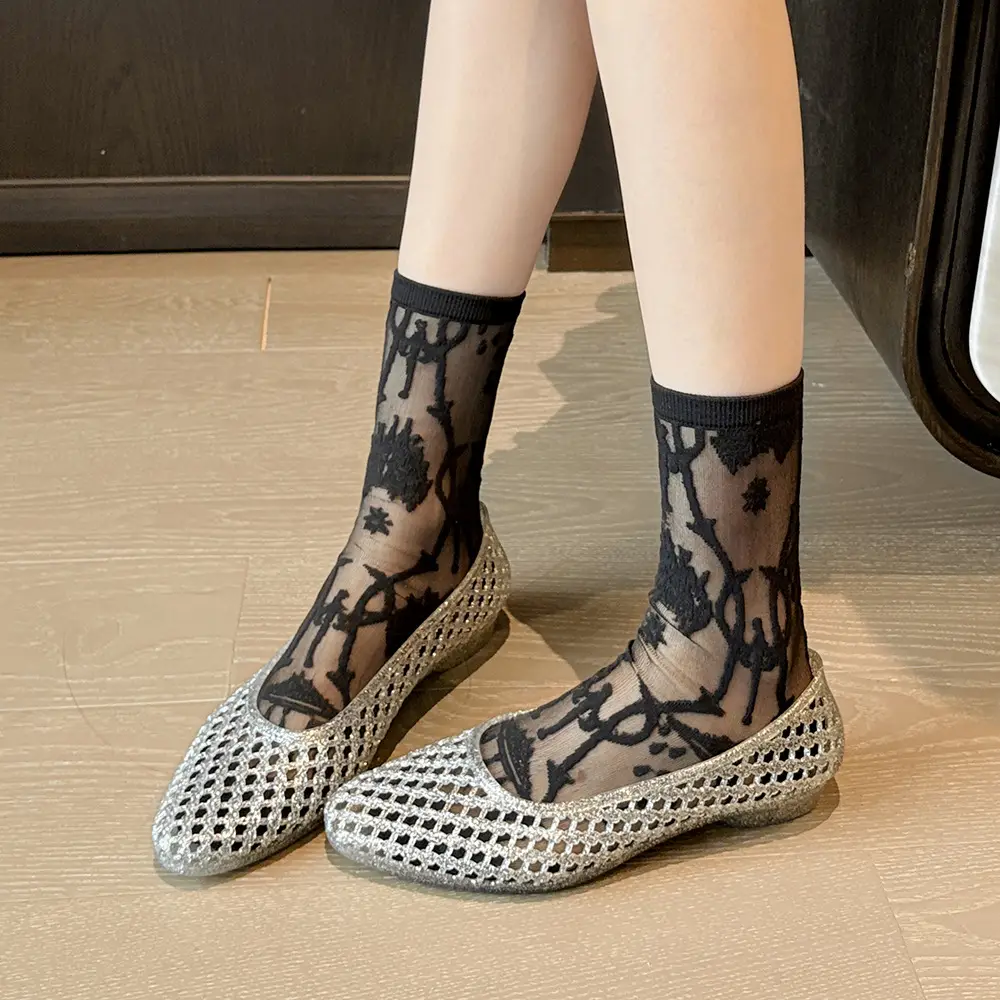 Korean Jelly Shoes, Shallow Mouth Flats, Crystal Pvc Outdoor Casual Pointed Toe Sandals and Slippers, One-Leg Cut Out Dance Shoes - Image 8