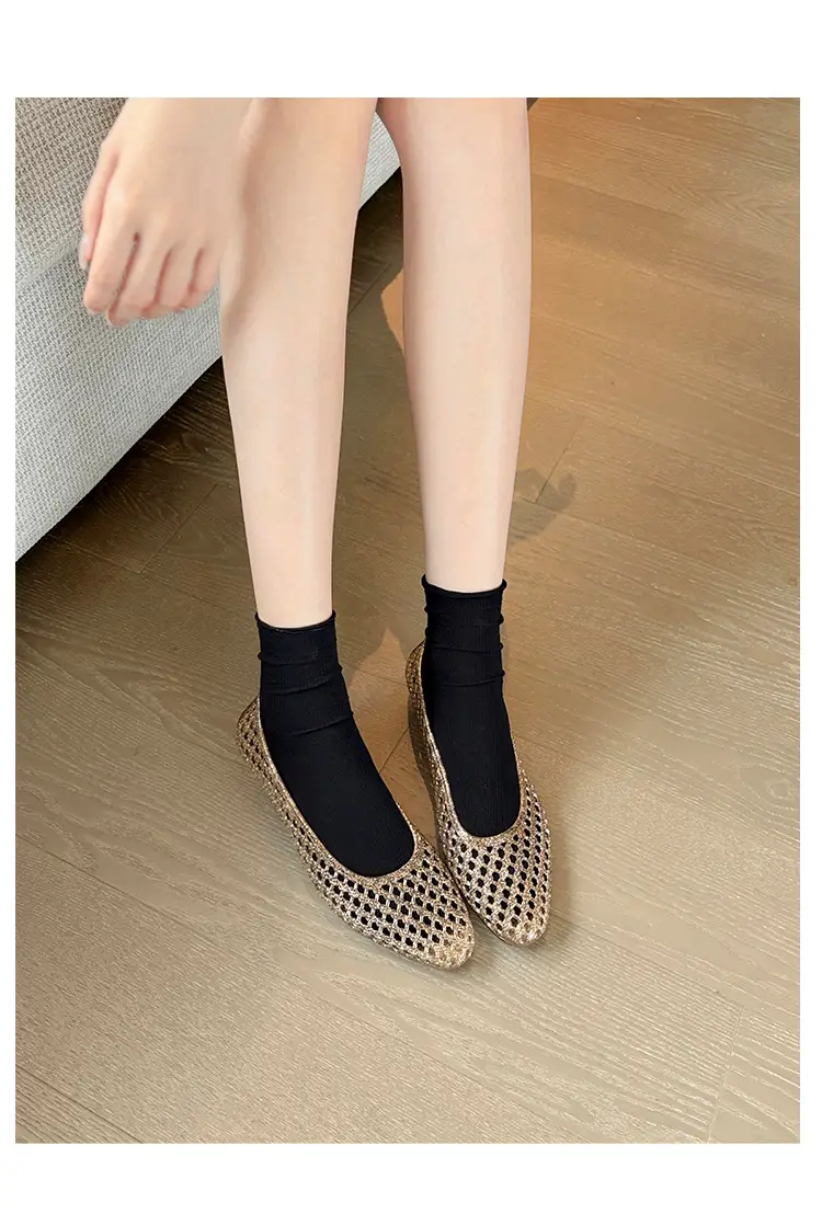 Korean Jelly Shoes, Shallow Mouth Flats, Crystal Pvc Outdoor Casual Pointed Toe Sandals and Slippers, One-Leg Cut Out Dance Shoes — feature 13