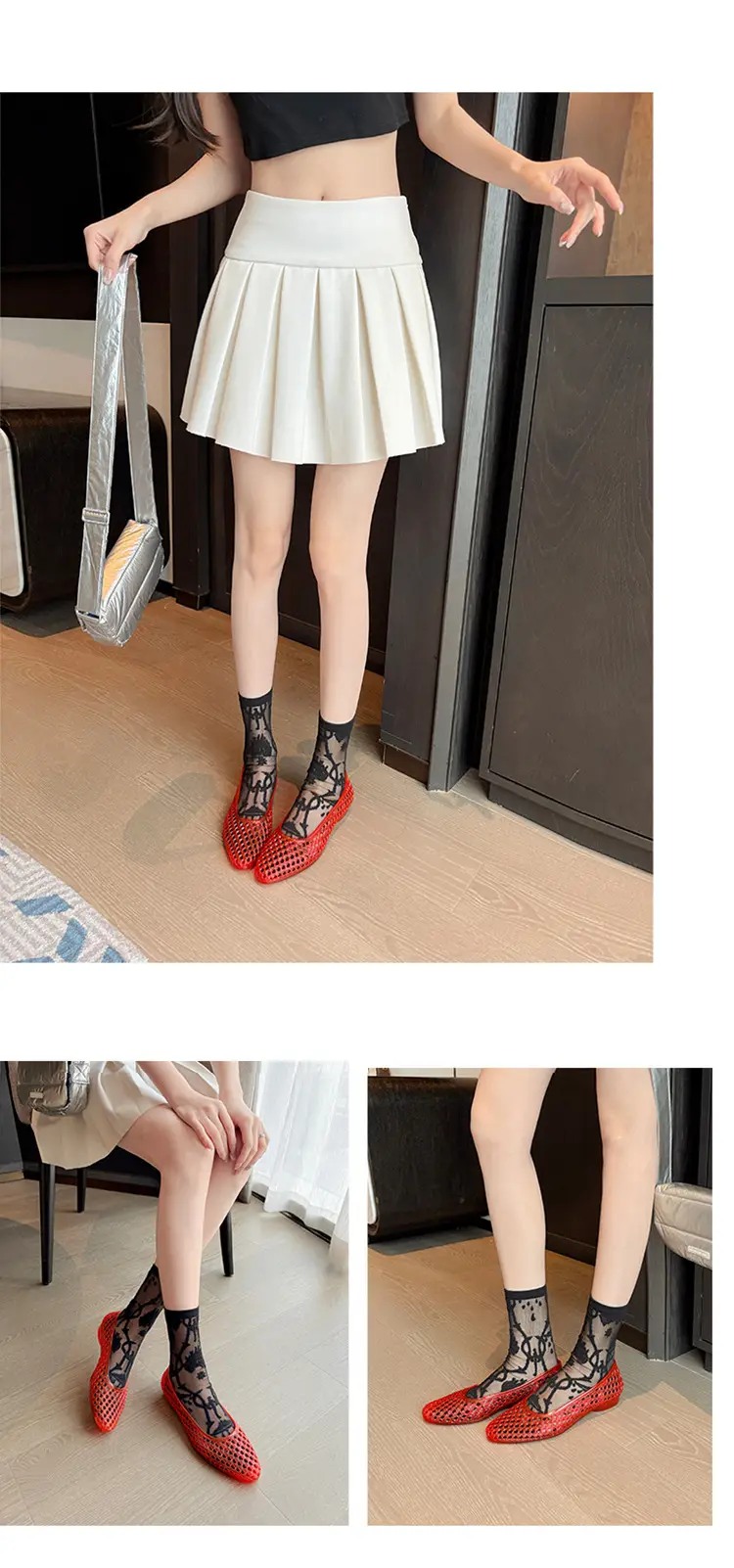 Korean Jelly Shoes, Shallow Mouth Flats, Crystal Pvc Outdoor Casual Pointed Toe Sandals and Slippers, One-Leg Cut Out Dance Shoes — feature 31