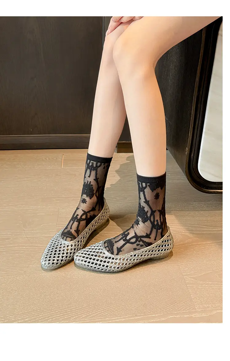 Korean Jelly Shoes, Shallow Mouth Flats, Crystal Pvc Outdoor Casual Pointed Toe Sandals and Slippers, One-Leg Cut Out Dance Shoes — feature 37