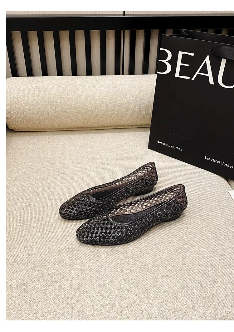 Korean Jelly Shoes, Shallow Mouth Flats, Crystal Pvc Outdoor Casual Pointed Toe Sandals and Slippers, One-Leg Cut Out Dance Shoes — feature 43
