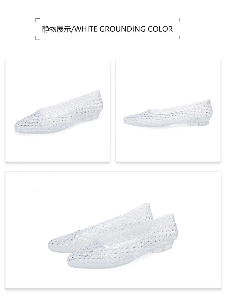 Korean Jelly Shoes, Shallow Mouth Flats, Crystal Pvc Outdoor Casual Pointed Toe Sandals and Slippers, One-Leg Cut Out Dance Shoes — feature 48