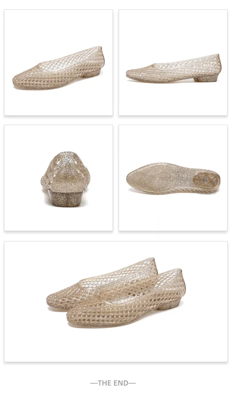 Korean Jelly Shoes, Shallow Mouth Flats, Crystal Pvc Outdoor Casual Pointed Toe Sandals and Slippers, One-Leg Cut Out Dance Shoes — feature 50